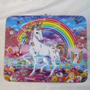 Lisa Frank Unicorn Rainbow Butterflies Metal Embossed Lunchbox Tin/Puzzle Box